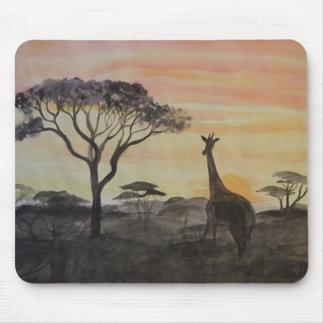 Giraffe in African Sunset Mouse Pad (Front)