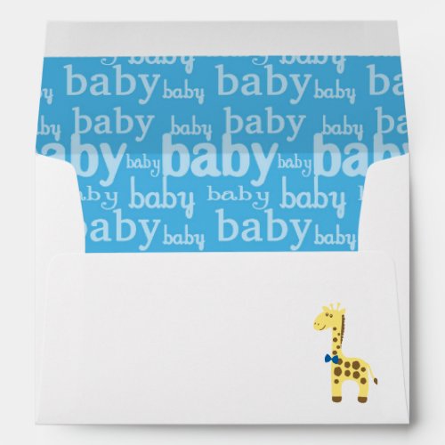 Giraffe in Blue Bow Baby Shower for Boy Envelope