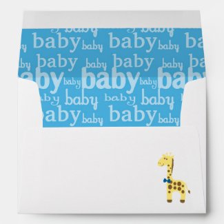 Giraffe in Blue Bow Baby Shower for Boy Envelope