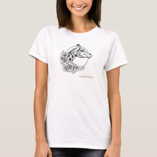 Giraffe in circle with flowers t-shirt