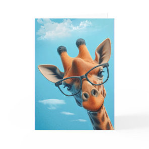 Giraffe In Clouds Wearing Eyeglasses Card