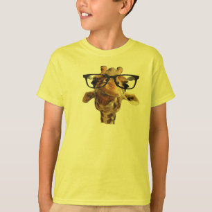 giraffe in glasses funny t-shirt design gift idea