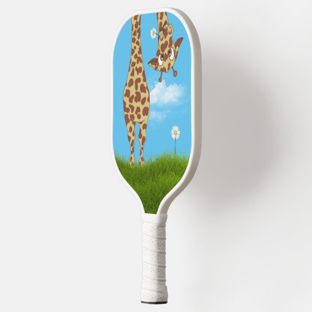 Giraffe in Grass with Daises Pickleball Paddle (Left)