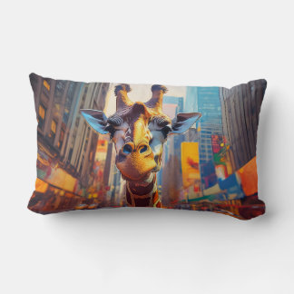 Giraffe in NYC  Lumbar Pillow