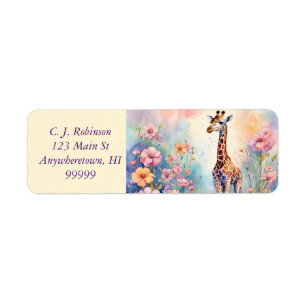 Giraffe In Pastel Garden Address Label