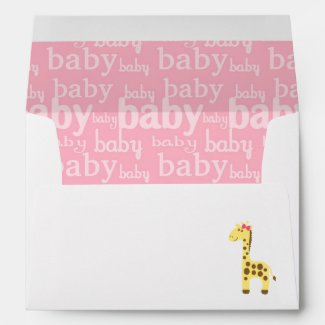 Giraffe in Pink Bow Baby Shower for Girl Envelope