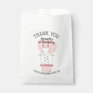 Giraffe in Pink Yellow Hot Air Balloon Thank You Favor Bag