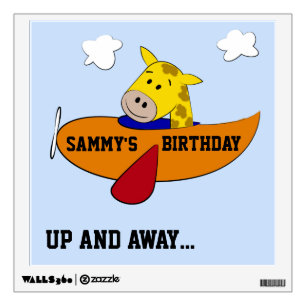 Giraffe in Plane Kids Birthday Wall Decal