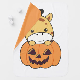 Giraffe In Pumpkin Cute Giraffes Happy Halloween B Baby Blanket