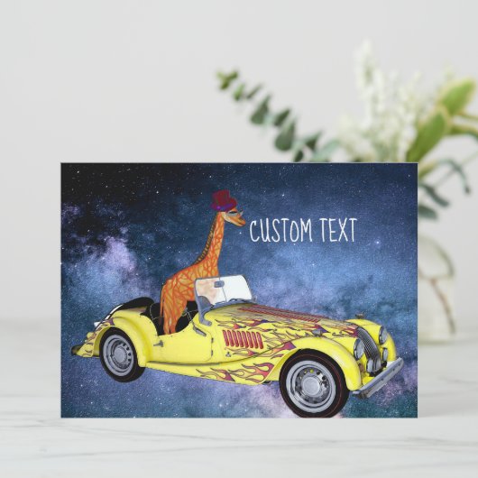Giraffe In Space Custom Text Postcard (Standing Front)