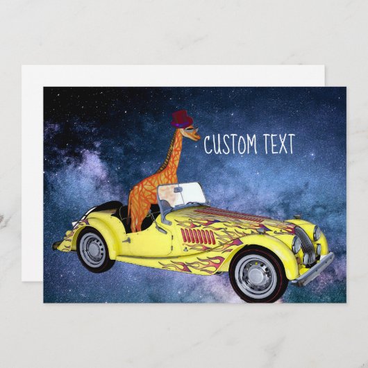 Giraffe In Space Custom Text Postcard (Front/Back)
