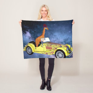 Giraffe in Space Fleece Blanket