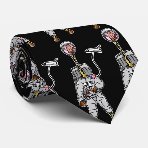 Giraffe in space funny astronaut neck tie