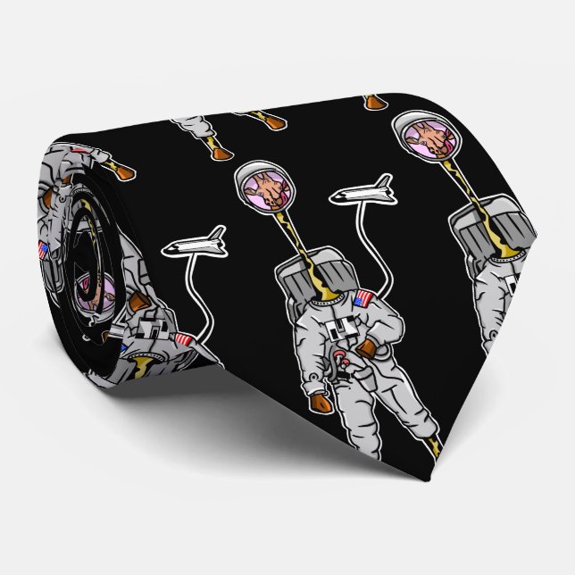 Giraffe in space funny astronaut neck tie (Rolled)