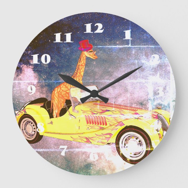 Giraffe in Space Wall Clock (Front)