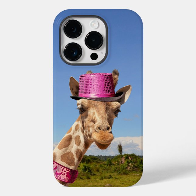 Giraffe in sparkly pink hat Case-Mate iPhone case (Back)