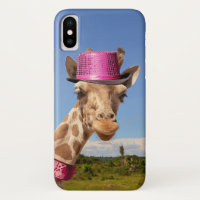 Giraffe in sparkly pink hat
