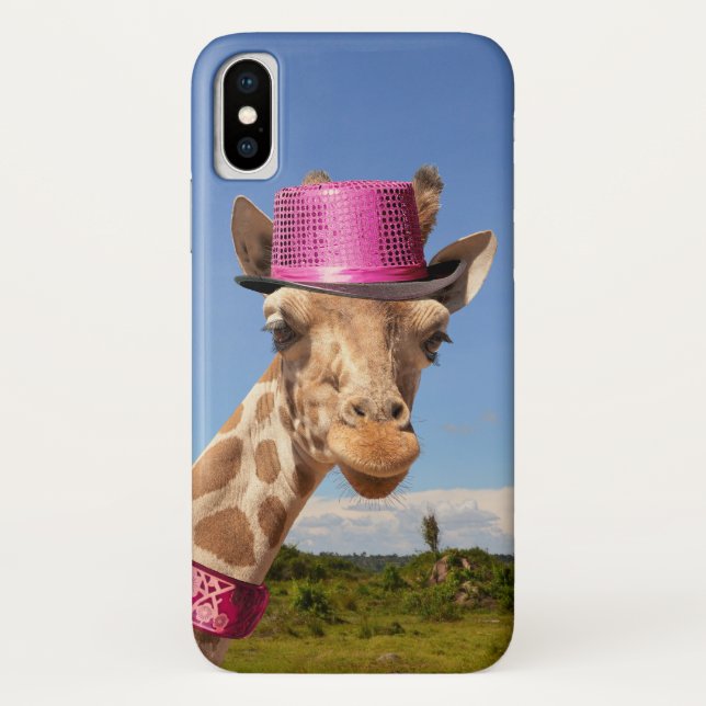 Giraffe in sparkly pink hat Case-Mate iPhone case (Back)