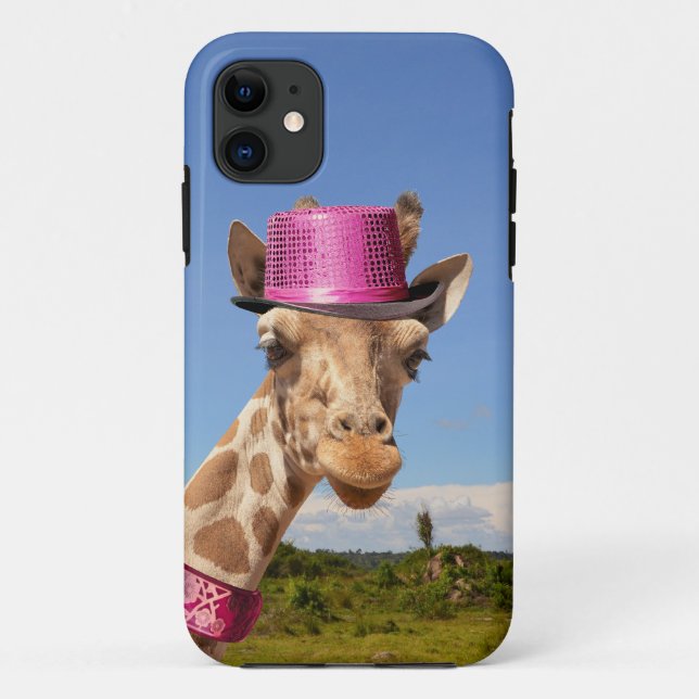 Giraffe in sparkly pink hat Case-Mate iPhone case (Back)