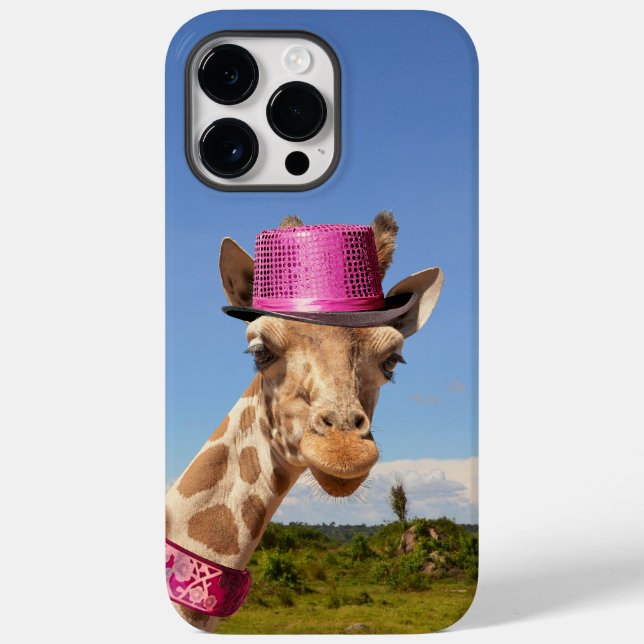 Giraffe in sparkly pink hat Case-Mate iPhone case (Back)