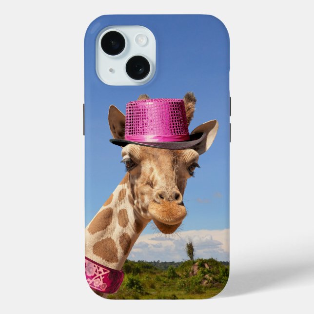 Giraffe in sparkly pink hat Case-Mate iPhone case (Back)