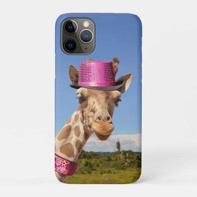 Giraffe in sparkly pink hat Case-Mate iPhone case (Back)