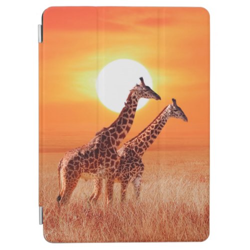 Giraffe in the African savanna against the backdro iPad Air Cover
