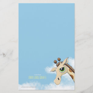 Giraffe in the Clouds Personalizable Note Paper