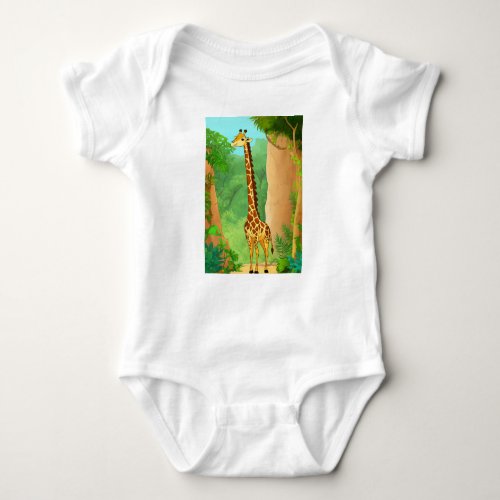 Giraffe in the jungle clothes baby bodysuit