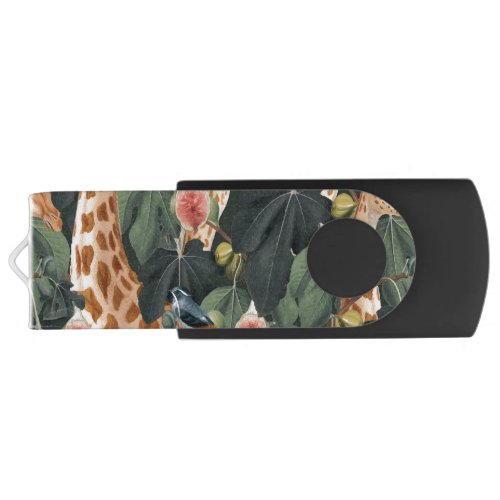 Giraffe in the jungle Custom Pattern Flash Drive