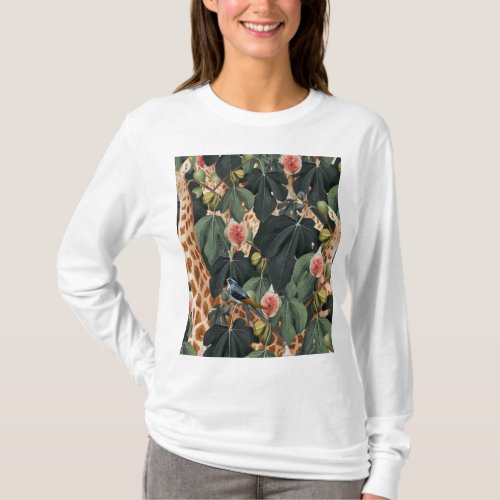 Giraffe in the jungle Custom Pattern T_Shirt