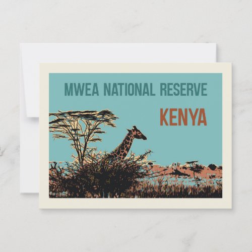 Giraffe in the Mwea National Reserve Kenya Postcard