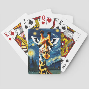 Giraffe in the Starry Night Poker Cards