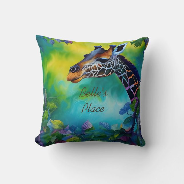 Giraffe in the trees  throw pillow (Front)