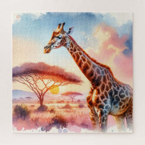 Giraffe in the Wild REF223 _ Watercolor Jigsaw Puzzle