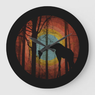 GIRAFFE IN THE WOODS FOREST LARGE CLOCK