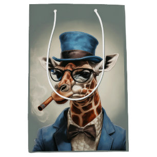 Giraffe in top hat and jacket medium gift bag
