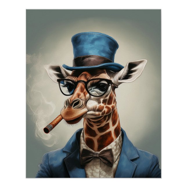 Giraffe in top hat and jacket poster (Front)