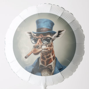 Giraffe in top hat with cigar balloon