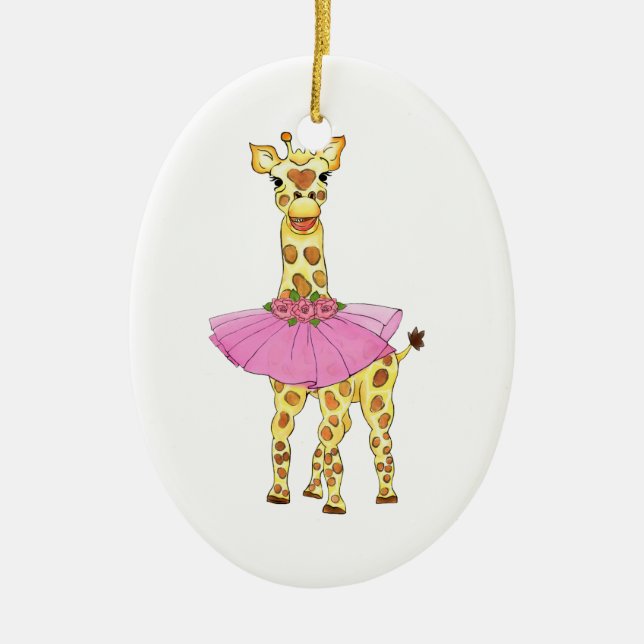 Giraffe in Tutu Ceramic Ornament (Front)