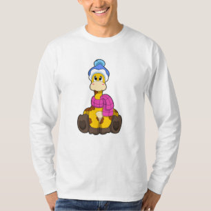 Giraffe in Winter with Scarf & Hat T-Shirt