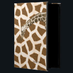Giraffe iPad Air 2 Case<br><div class="desc">Fun iPad Air 2 case, with built in stand, and graphics of a brown and tan giraffe fur pattern. A graphically enhanced photo of a giraffe's head and neck stretches across the front of the case. Brown text on the front is ready to personalize for yourself or as a great...</div>