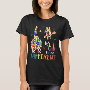 Giraffe Itu2019s Ok To Be Different Autism Awarene T-Shirt