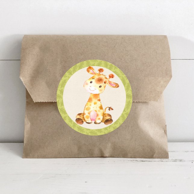 Giraffe Jungle Animals Baby Shower Favor Sticker (Creator Uploaded)