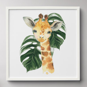 Giraffe, Jungle Animals, Safari Animals, Palm Leaf Peel And Stick Photo Tile