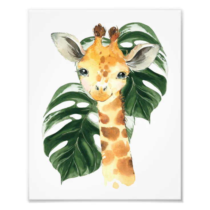 Giraffe, Jungle Animals, Safari Animals, Palm Leaf Photo Print | Zazzle