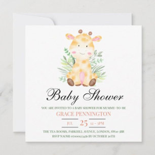 Giraffe Jungle Baby Shower Invite