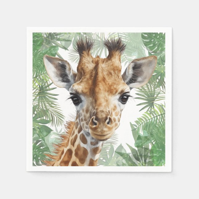 Giraffe Jungle Background  Napkins (Front)