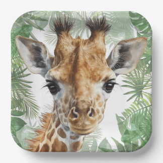 Giraffe Jungle Background  Paper Plates