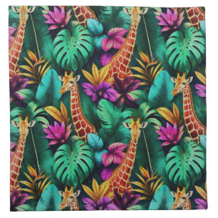 Giraffe Jungle Dreams Seamless Surface Pattern Cloth Napkin